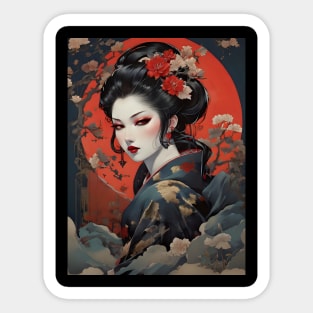 Japanese vampire girl in ukiyo e style Sticker